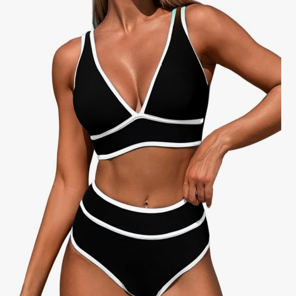 MIYOUJ,High Waisted V Neck Bikini Sets, Cheeky,XL,NIB